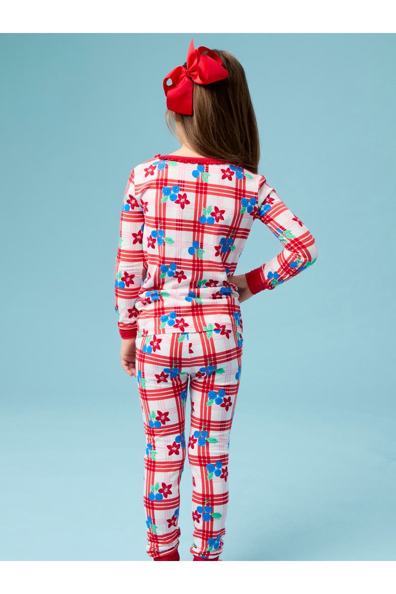 Modal Blend Ruffle Long Sleeve Pajama Set, Alternate, color, Red White & Blueberry
