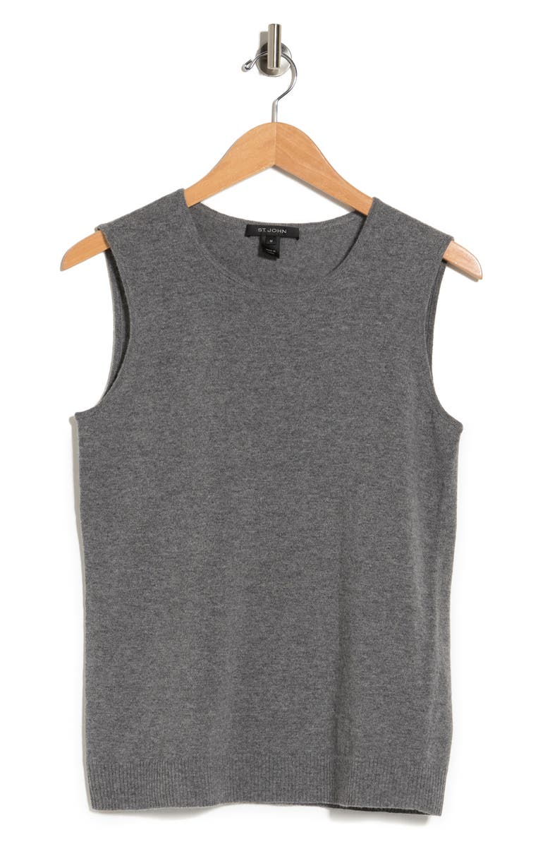 St. John Collection Wool Blend Felt Sleeveless Top, Alternate, color,