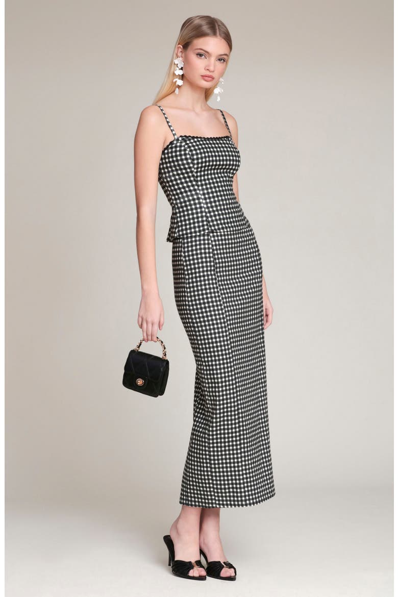 Gingham Cotton & Linen Blend Maxi Skirt, Alternate, color, BLACK/ CREAM GINGHAM