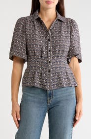 MAX STUDIO Short Sleeve Button-Up Shirt