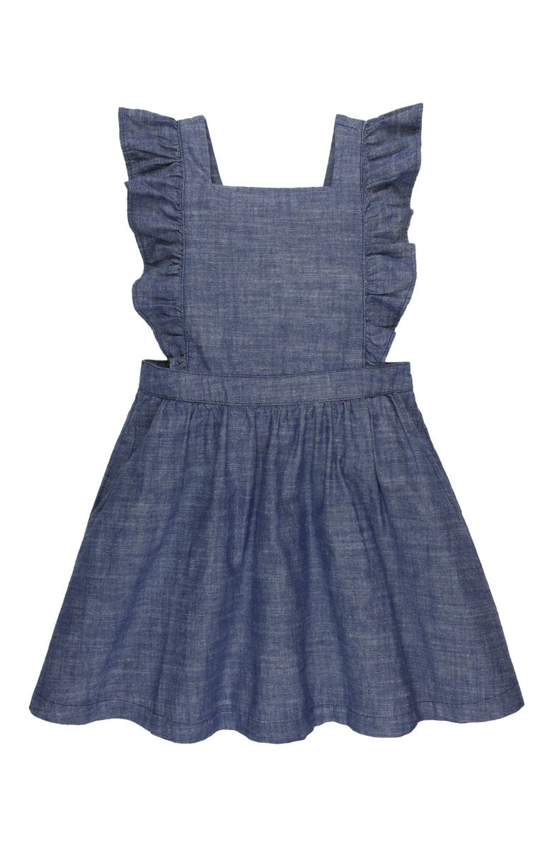 Hope & Henry Baby Girls' Chambray Ruffle Jumper, Infant, Main, color, 