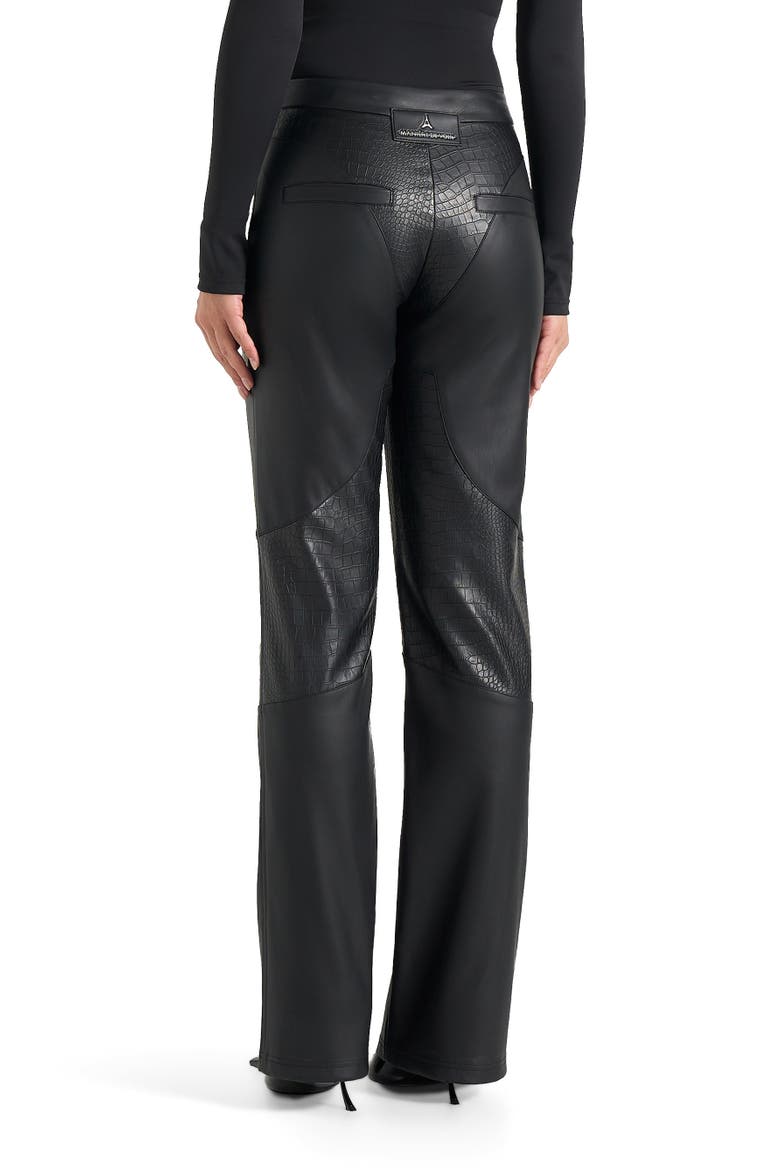 Seren Croc Embossed Lace Up Trousers, Alternate, color, Black