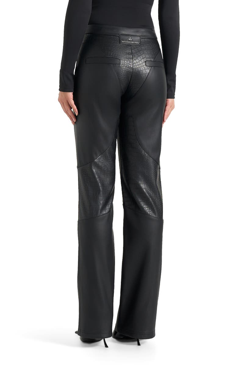 Manière De Voir Seren Croc Embossed Lace Up Trousers, Alternate, color, Black