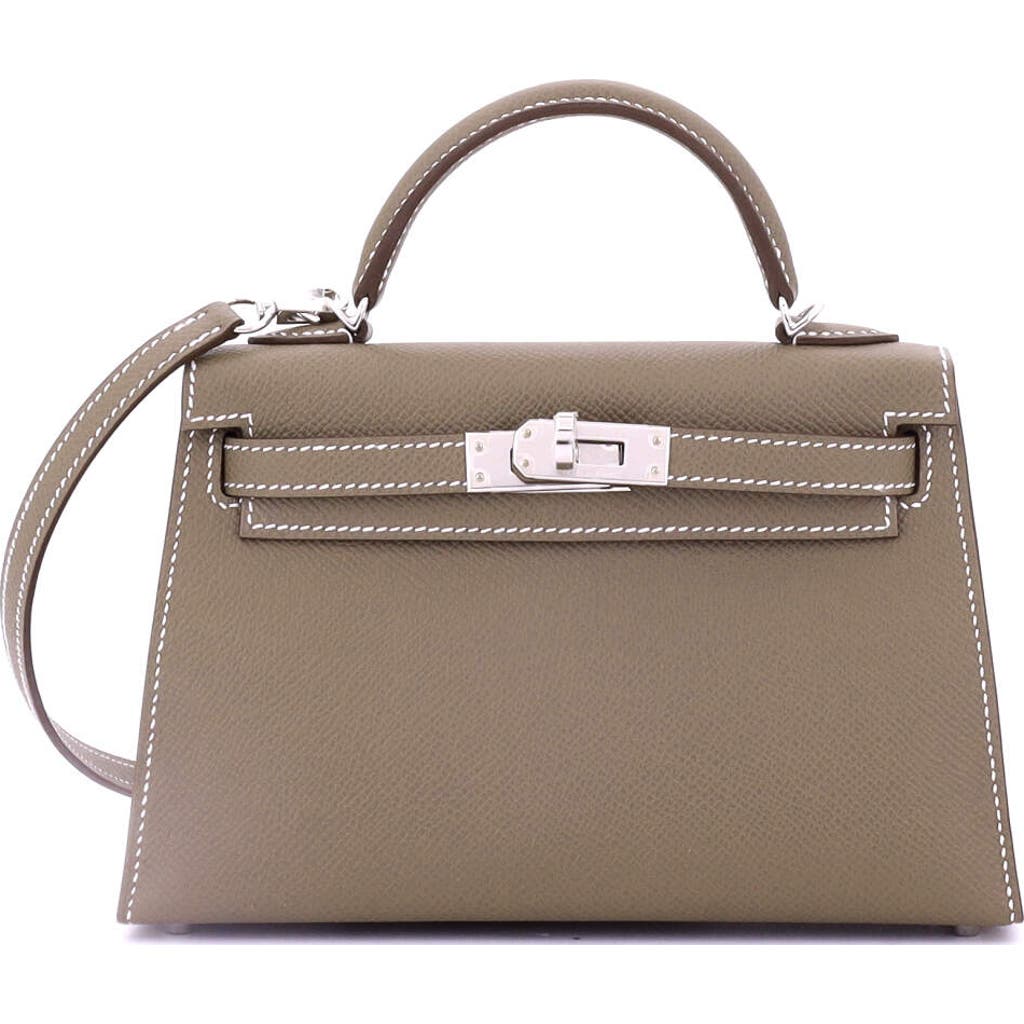 Pre-owned Hermes Hermes Kelly Mini Ii Bag Grey Epsom With Palladium Hardware 20 In Brown