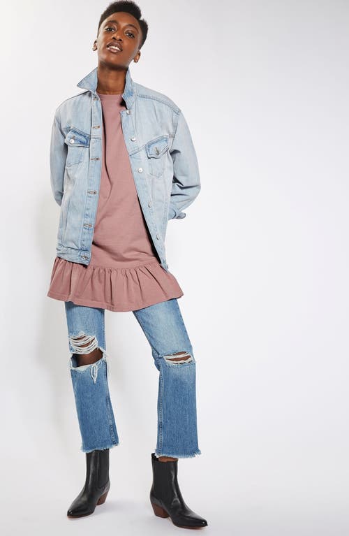 Shop Topshop Ruffle Hem Tunic In Dusty Pink