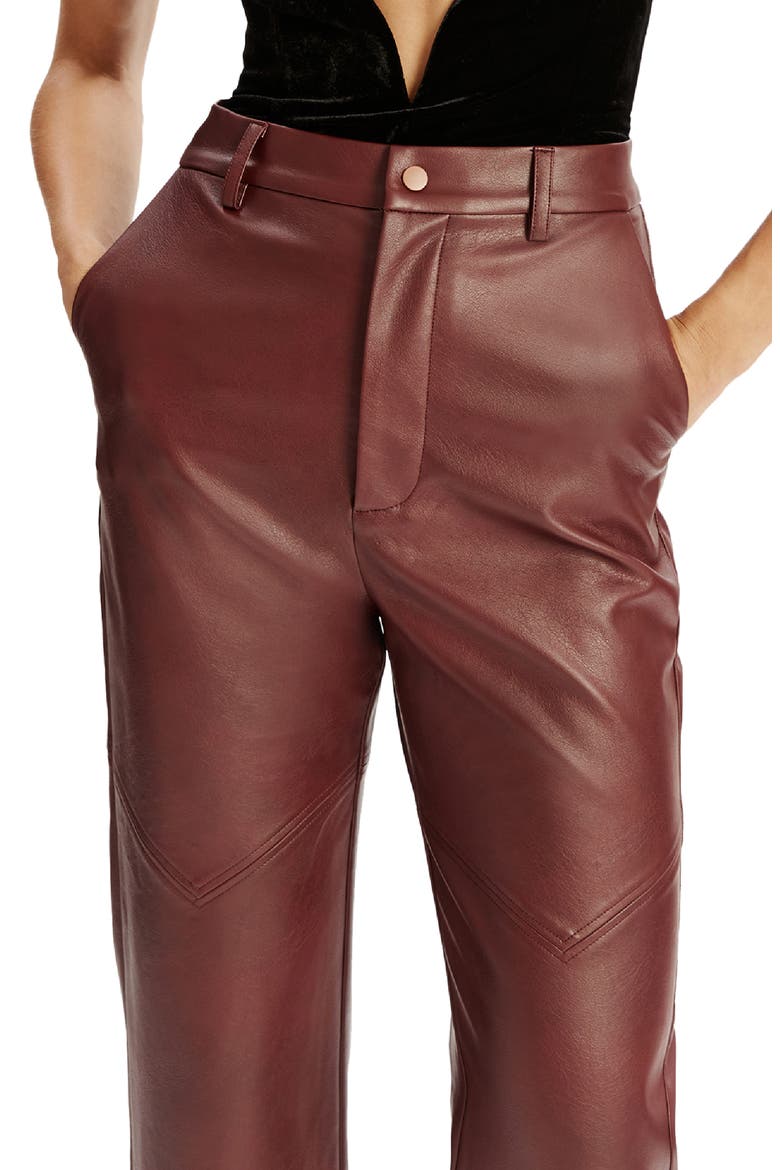 Karsoon Faux Leather Straight Leg Pants, Alternate, color, BURGUNDY