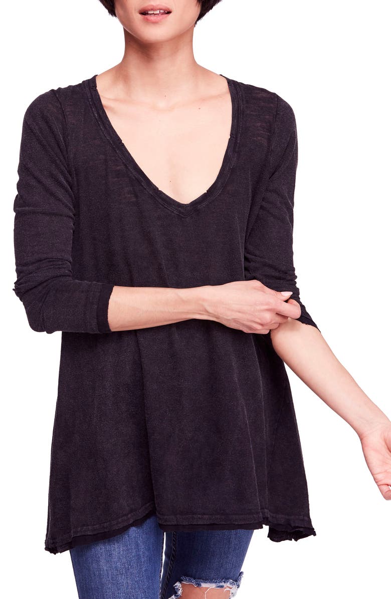 Free People 'Anna' Burnout High/Low Tee, Main, color,