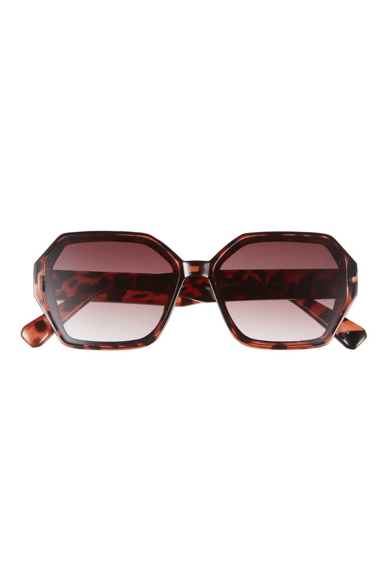 58mm Gradient Geometric Sunglasses, Main, color, TORTOISE