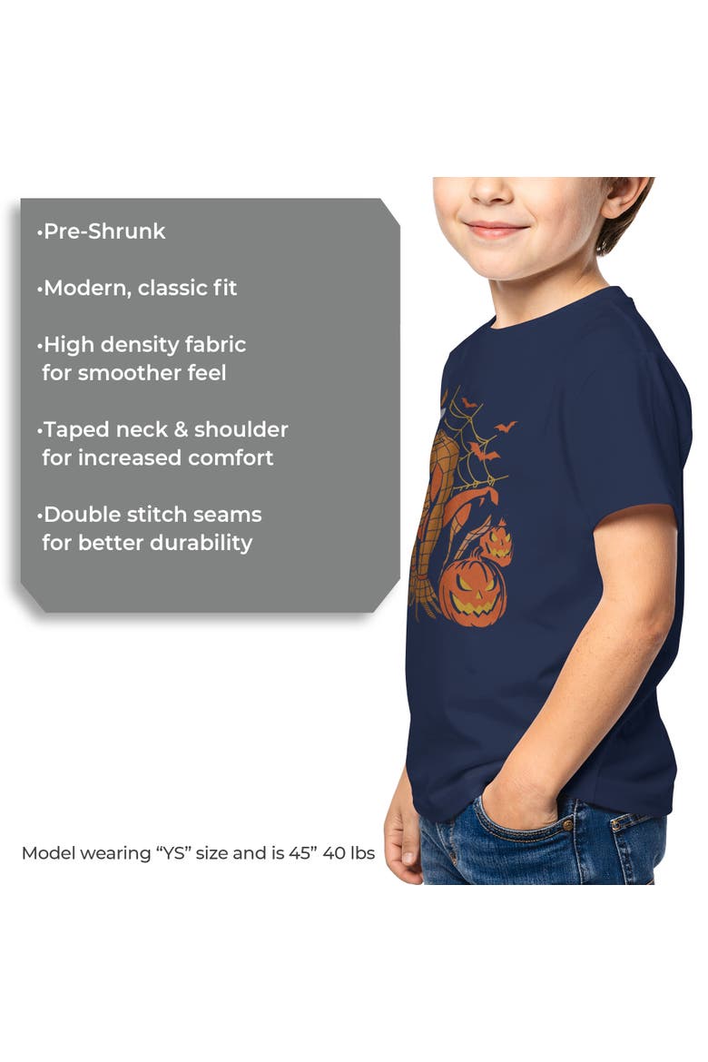 Boys' Jack-o-lantern Spideyween Short Sleeve Graphic T-shirt, Alternate, color, Navy Blue