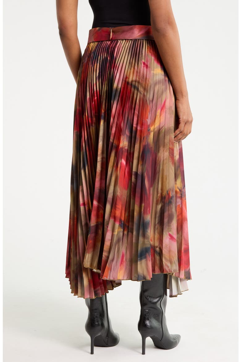 Belted Pleated Midi Skirt, Alternate, color, AUTUMN HAZE PRINT