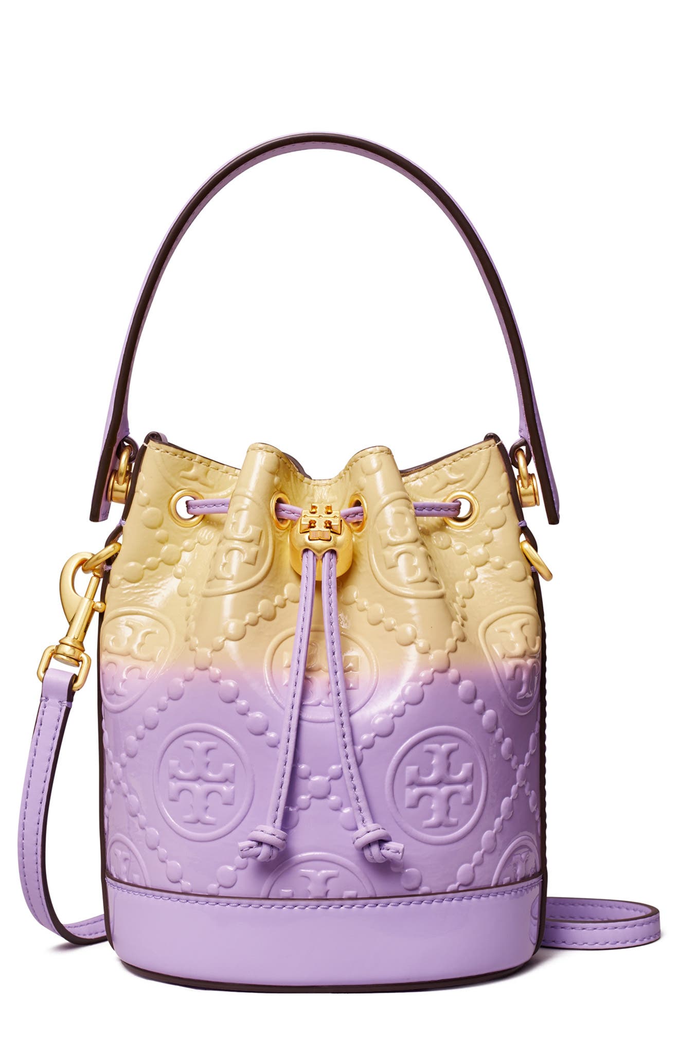 Tory Burch T Monogram Mini Leather Bucket Bag, Main, color, 