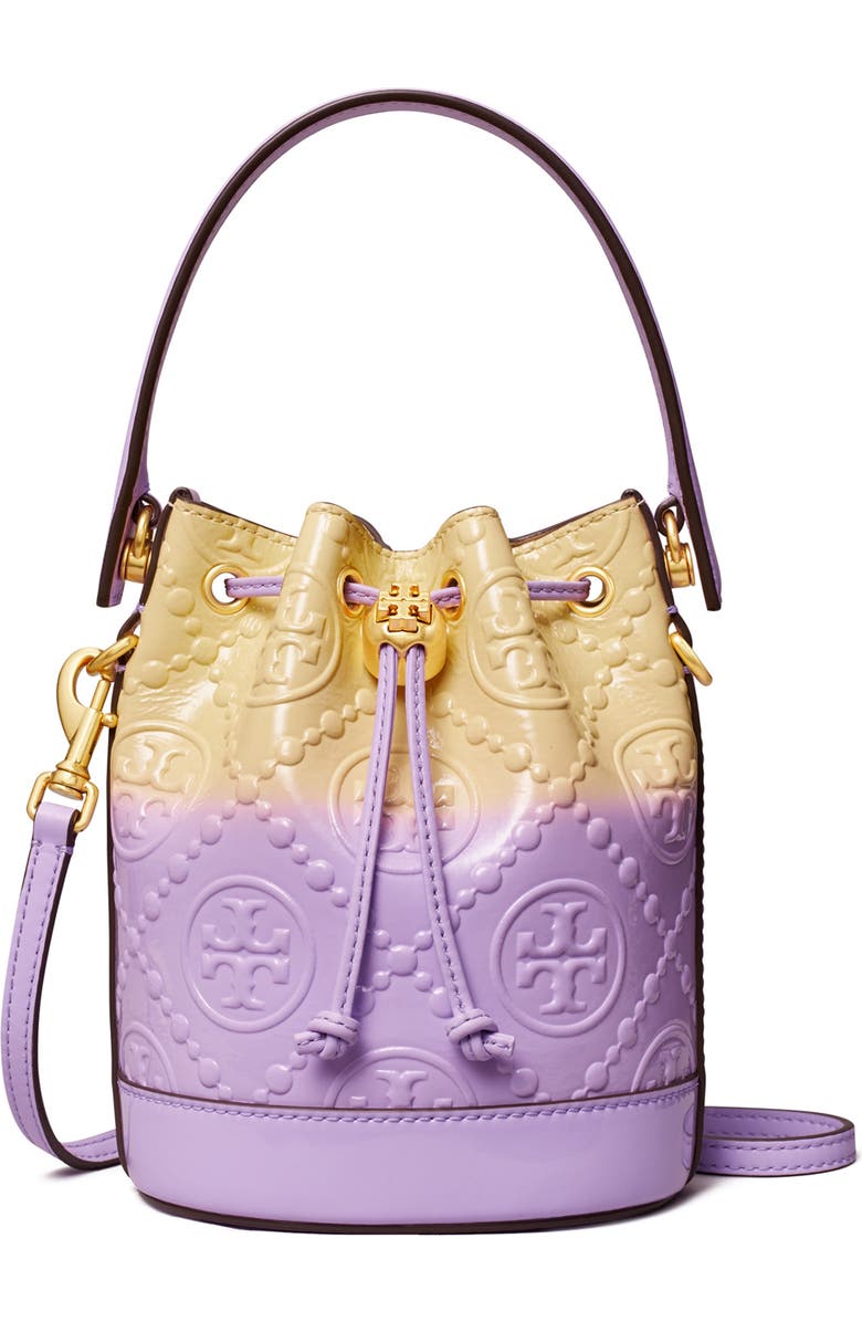 Tory Burch T Monogram Mini Leather Bucket Bag, Main, color,