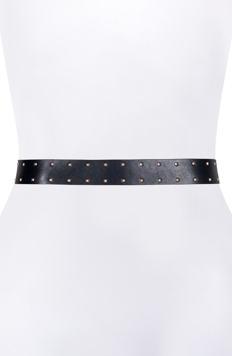 AllSaints Pyramid Stud & Eyelet Leather Belt, Alternate, color, 