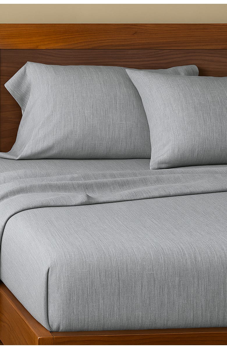 BedVoyage Melange Viscose Cotton Blend Breathable Bed Sheets, Alternate, color, Silver