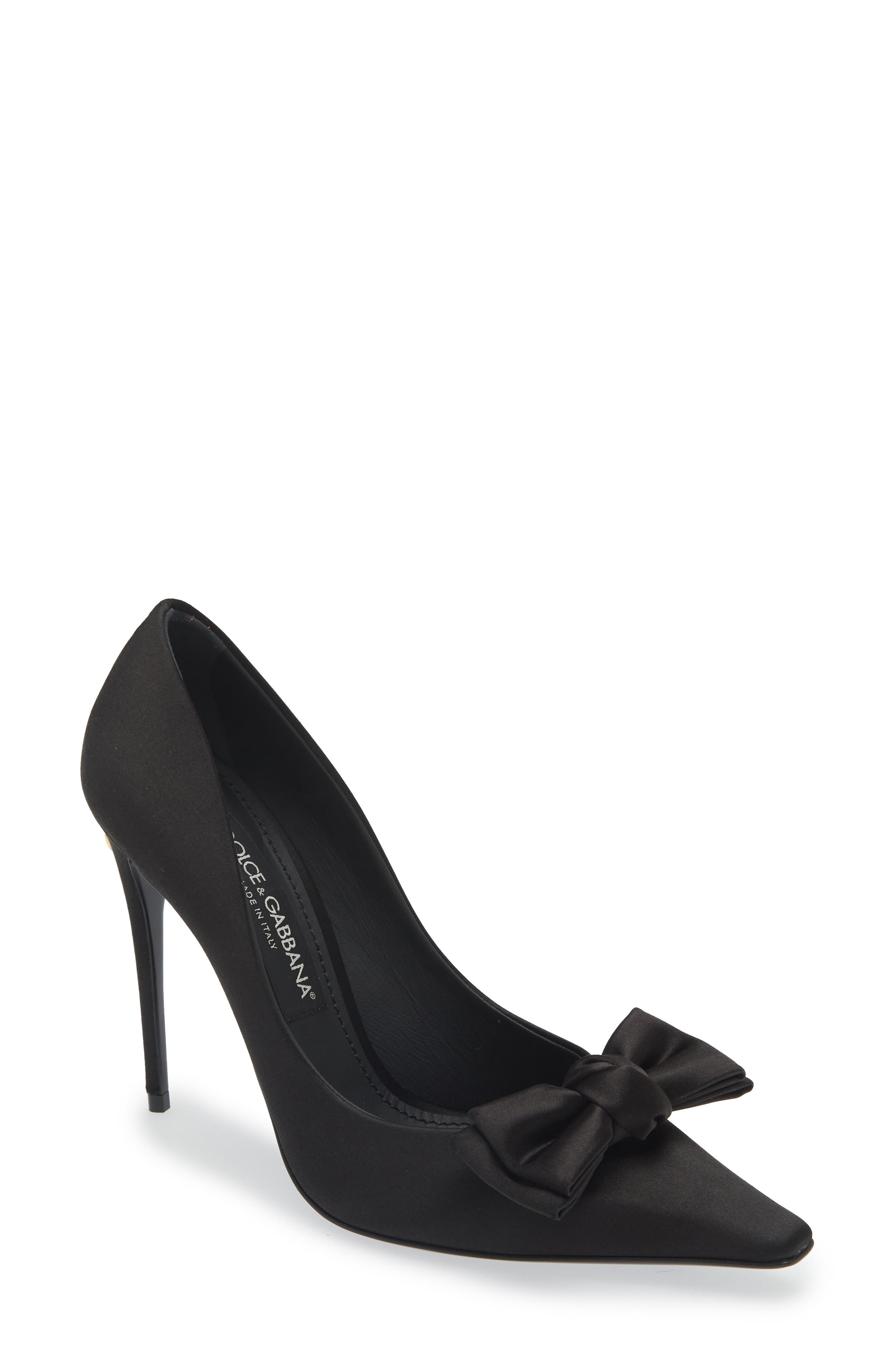 Dolce&Gabbana Mun Bow Satin Pump, Main, color, Nero/ Nero