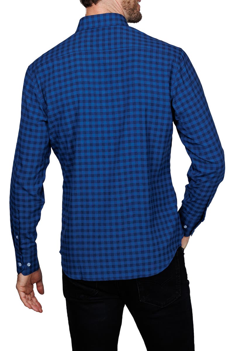 TailorByrd Classic Fit Gingham Print Performance Button-Down Shirt, Alternate, color, Blue