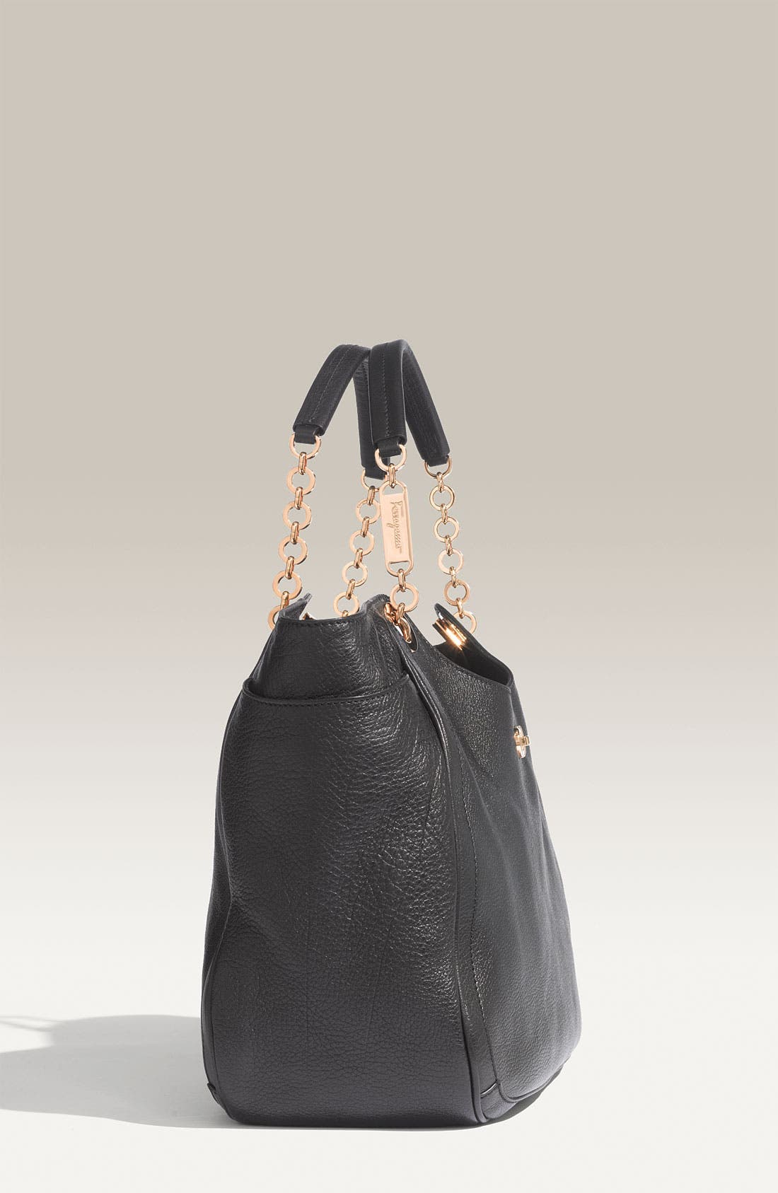 FERRAGAMO Salvatore Ferragamo 'Betulla Chain' Leather Shopper, Alternate, color, 