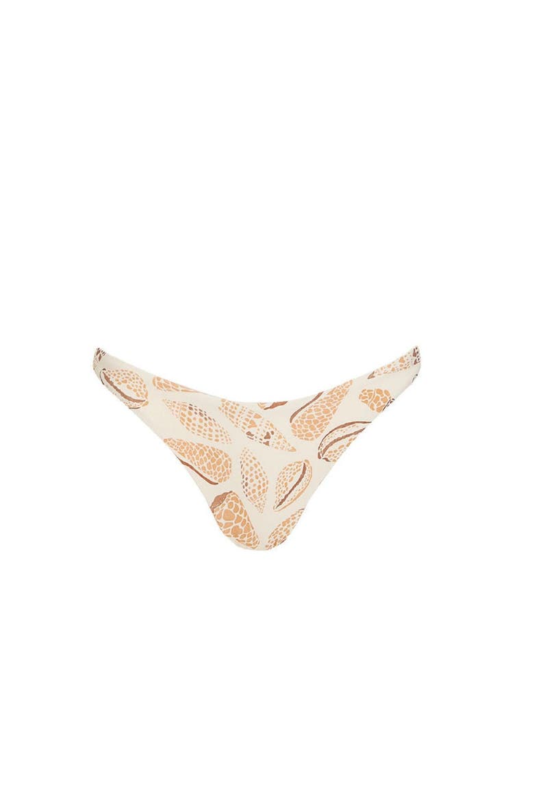 Shell Tides Print Carmen Minimalistic Bikini Bottom, Alternate, color, BEIGE SHELLS PRINT