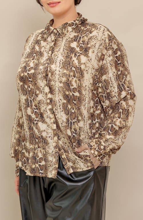 Flying Tomato Snakeskin Print Button-up Shirt In Multi