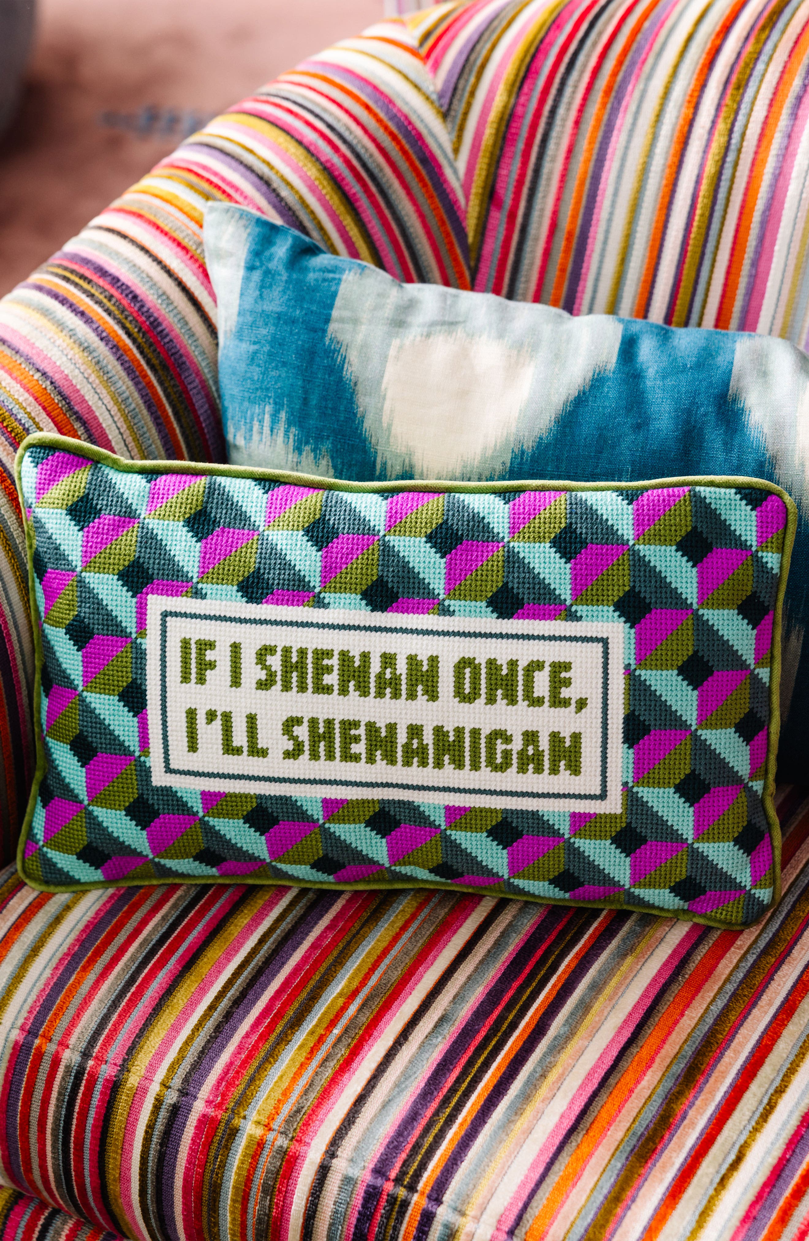 Furbish Studio Shenanigans Needlepoint Pillow