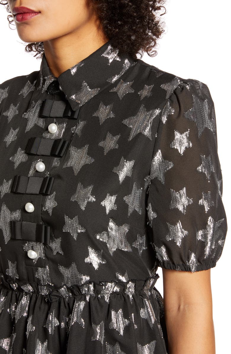 Halogen<sup>®</sup> x Atlantic-Pacific Metallic Star Chiffon Dress, Alternate, color, 