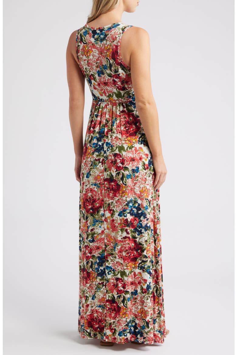 Empire Waist Jersey Maxi Dress, Alternate, color, RED MULTI