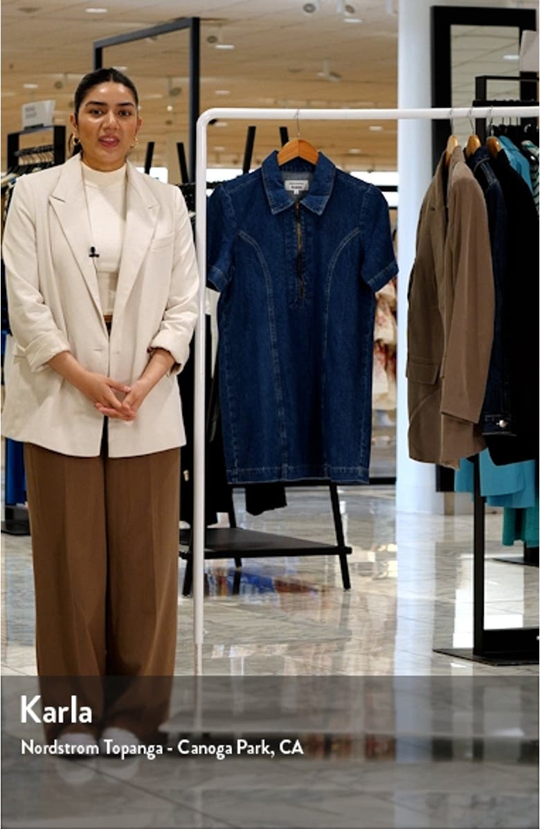 Quarter-Zip Stretch Organic Cotton Denim Minidress, sales video thumbnail