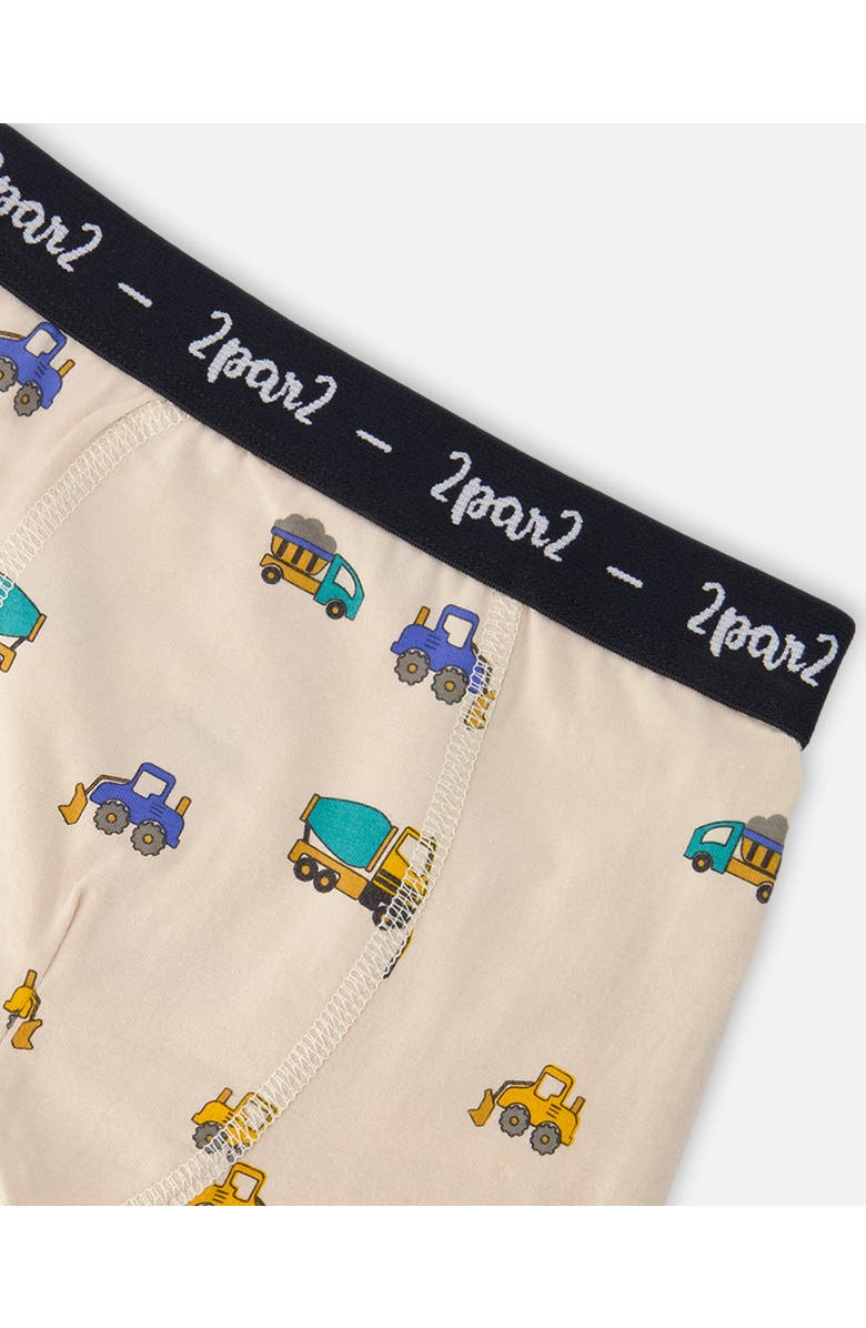 Deux par Deux Organic Cotton Adventure Boxers Pack Of 3, Alternate, color, Beige Printed Trucks