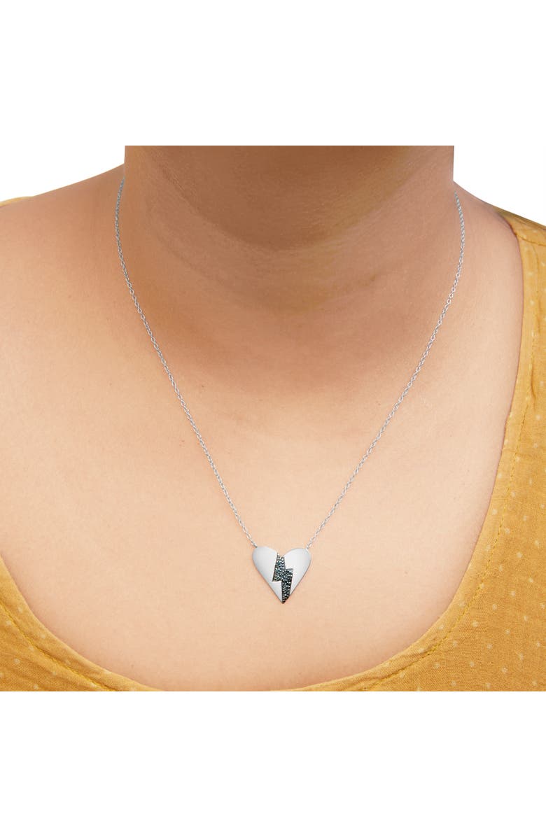 Haus of Brilliance .925 Sterling Silver Blue Diamond Broken Heart Pendant Necklace, Alternate, color, White