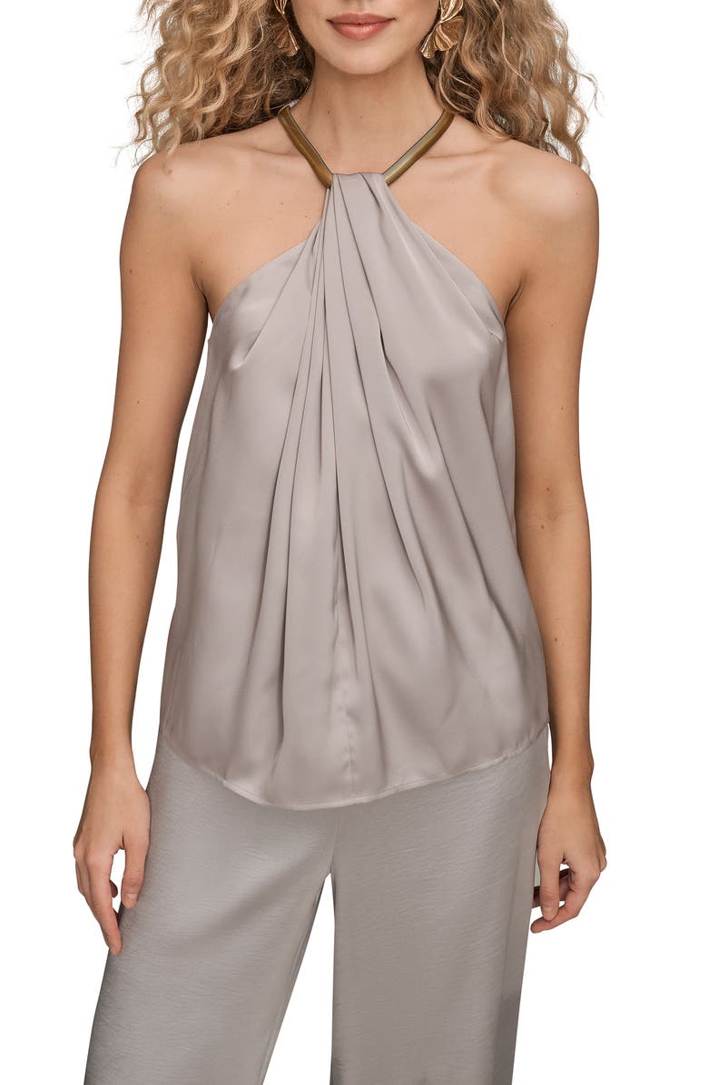 Donna Karan New York Twist Neck Halter Top, Main, color, Vapor