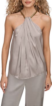 Donna Karan New York Twist Neck Halter Top