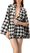 IVONNE Mega Houndstooth Trench Coat with Cape