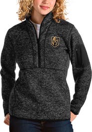 ANTIGUA Women's Antigua Heather Black Vegas Golden Knights Fortune Half-Zip Sweatshirt