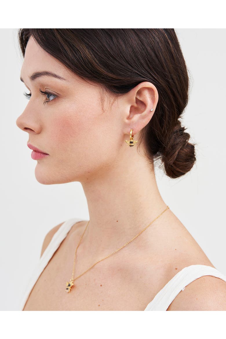 Honey Bee Hoop Earrings, Alternate, color, Gold