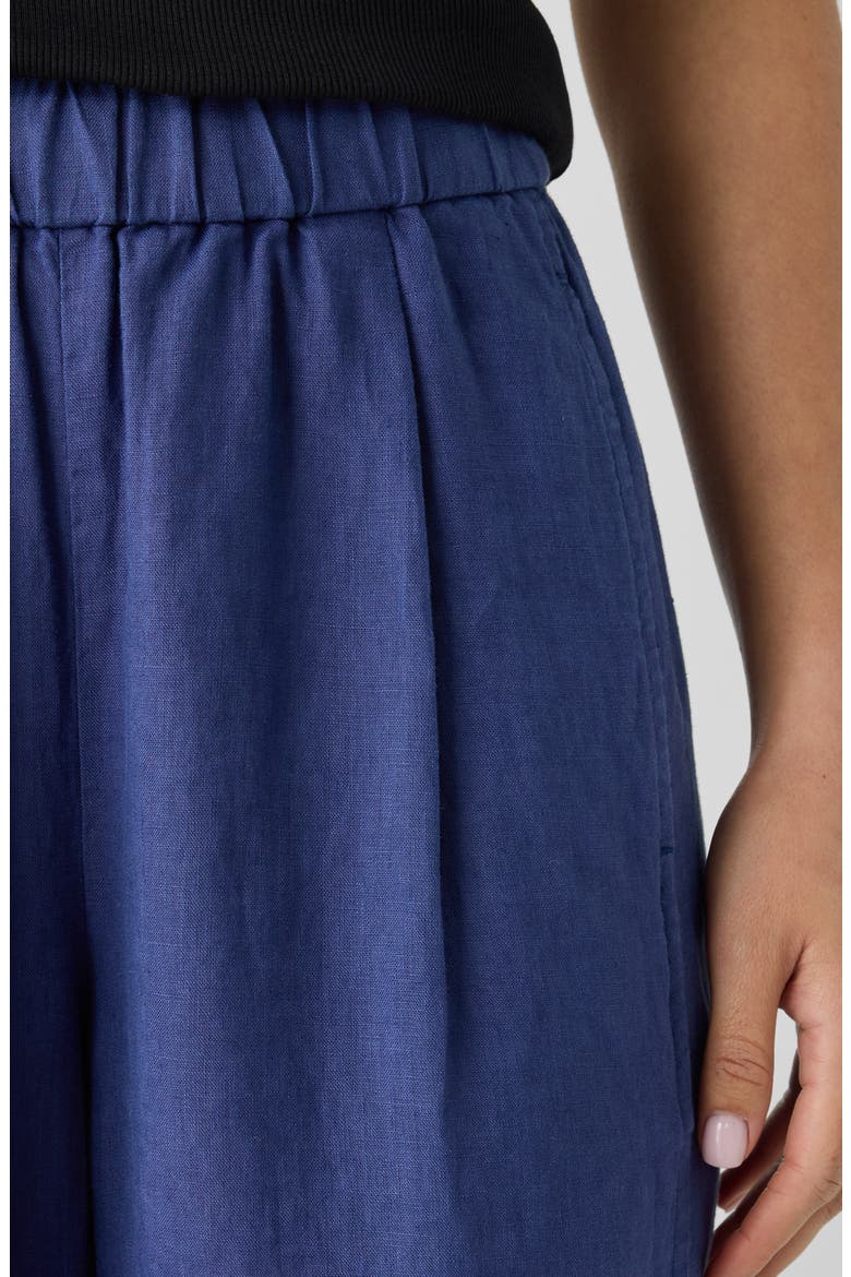 Pleated Organic Linen Lantern Pants, Alternate, color, BLUETTE