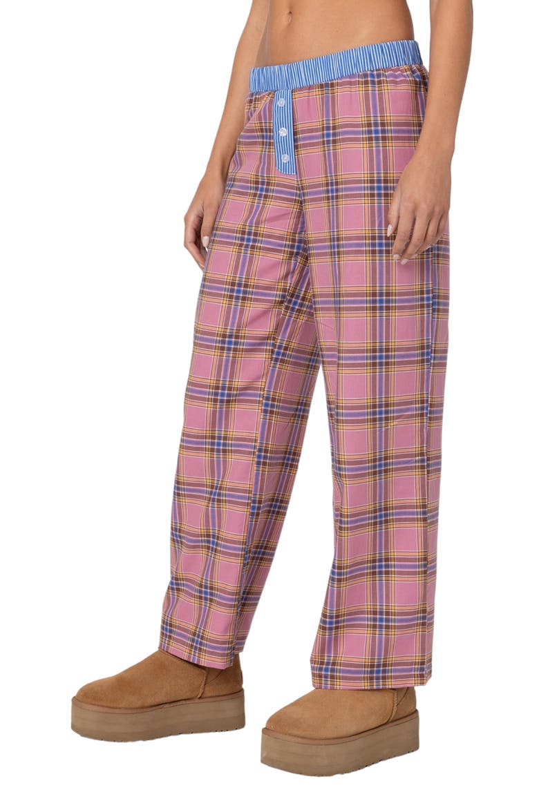 Plaid Lounge Pants, Alternate, color, PINK