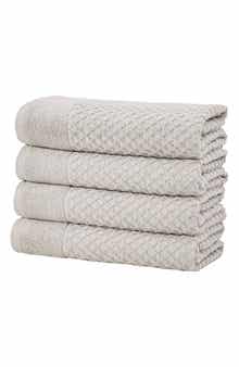 Woven & Weft Diamond Waffle Texture 4-Pack Bath Towel Set