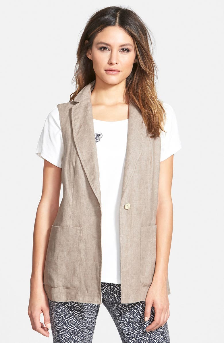 Max Mara Weekend Max Mara 'Zona' Linen Vest, Main, color, 
