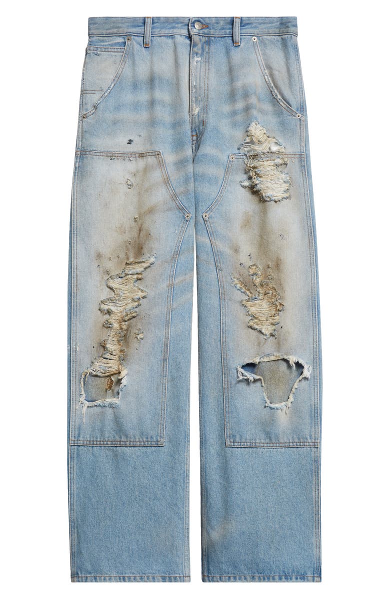 MM6 Maison Margiela Rip & Repair Straight Leg Jeans, Alternate, color, Medium Blue