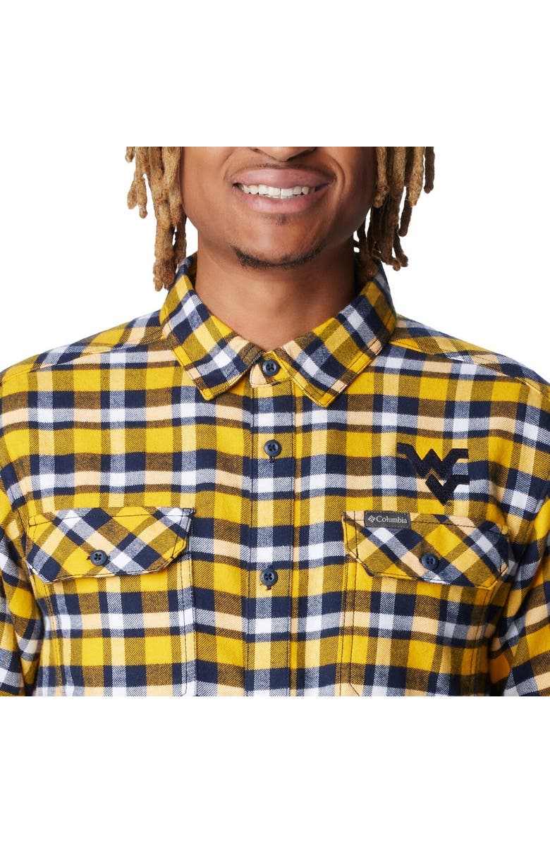 Columbia Gold West Virginia Mountaineers Flare Gun Flannel Long Sleeve Shirt, Alternate, color, Gold