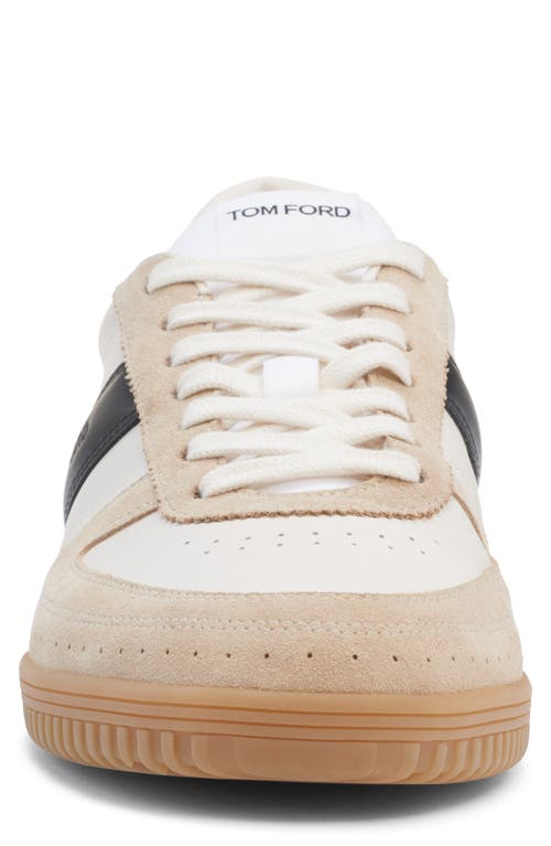 Tom Ford Terence Leather And Suede Sneakers In Dune/black Amber