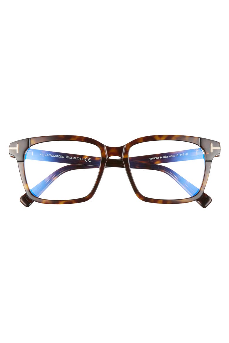 54mm Blue Light Blocking Square Optical Glasses, Alternate, color, HAVANA