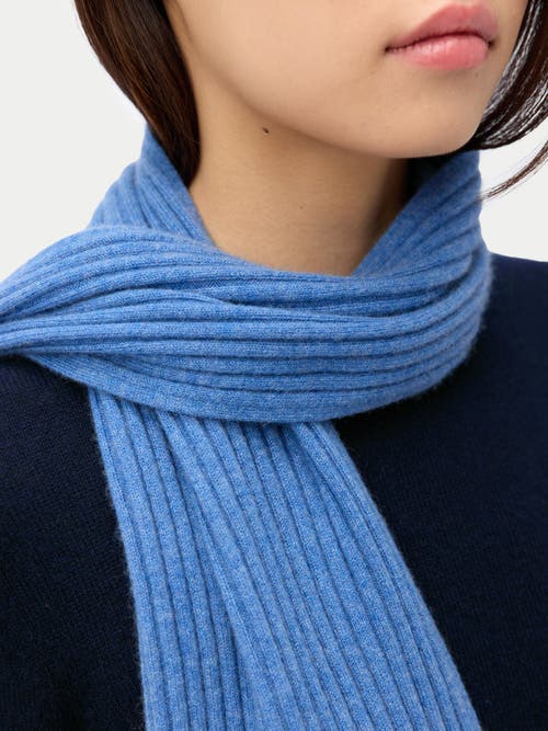 Gobi Mongolian Cashmere Cashmere Rib Knit Scarf In Blue