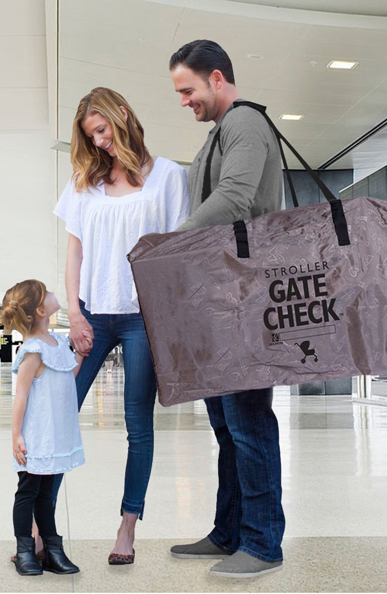 J.L. Childress Deluxe Gate Check Travel Bag for Single 
Double Strollers, Alternate, color, Grey