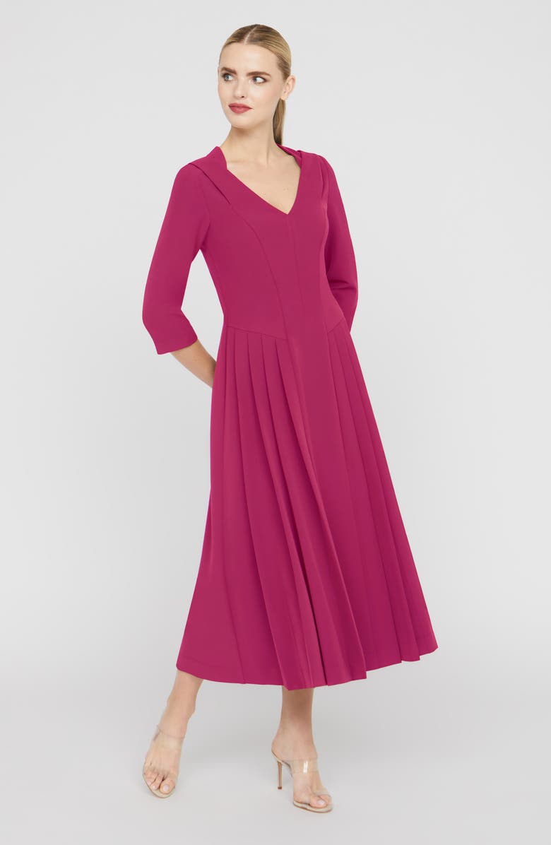 Kay Unger Enola Stretch Crepe Midi Cocktail Dress, Alternate, color, Sangria