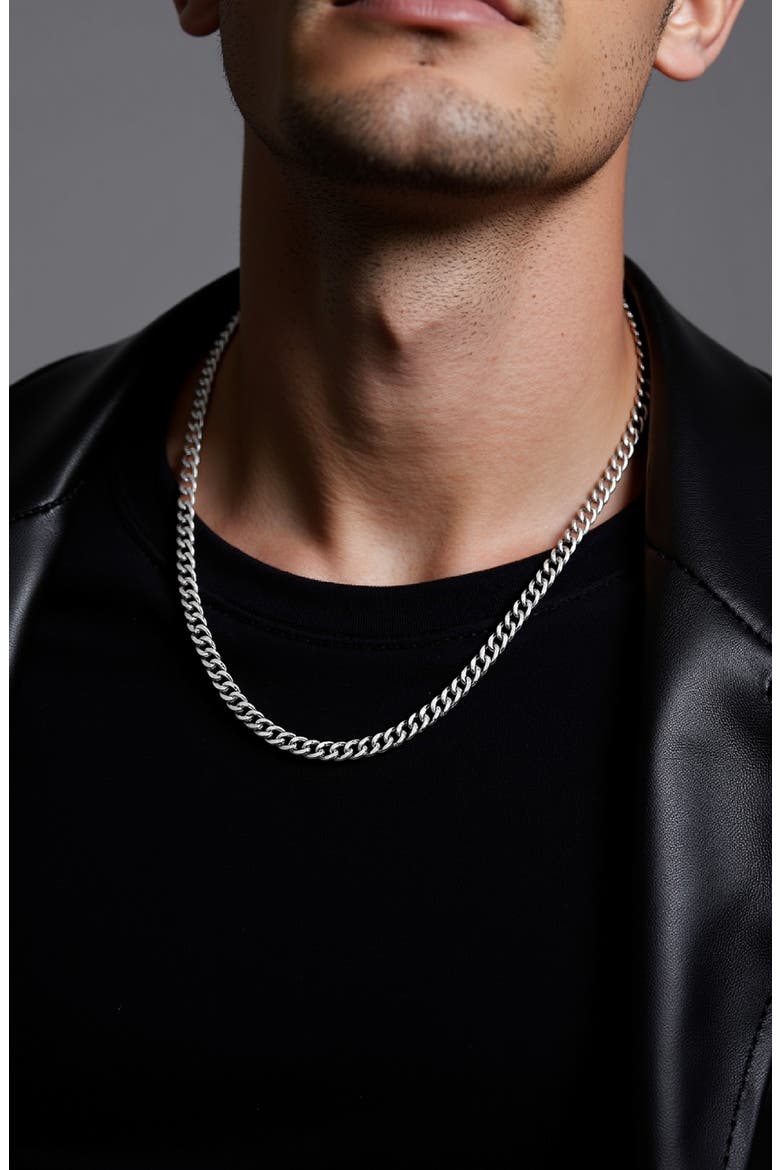 Men's Curb Chain Necklace, Alternate, color, SILVER