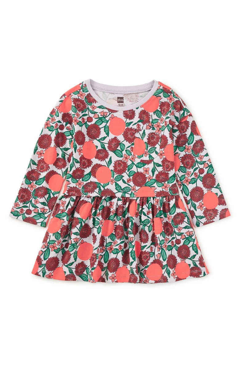 Tea Collection Printed Pocket Play Dress, Alternate, color, Persimmon Dot Floral