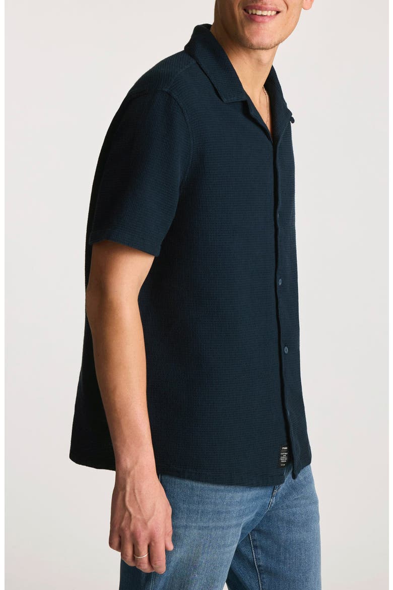 Waffle Knit Camp Shirt, Alternate, color, TOTAL ECLIPSE