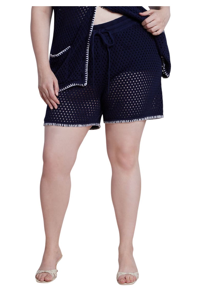 Crochet Knitted Short, Main, color, EVENING BLUE