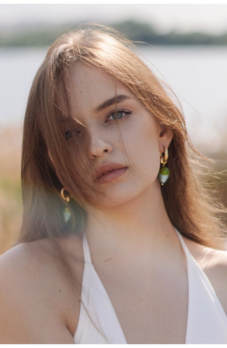 Classicharms Esmée Glaze Heart Dangle Earrings, Alternate, color, Mint